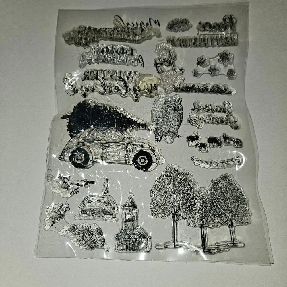 Clear Stamps Mixed Lot Christmas Tree Stocking House Reindeer Snowman READ